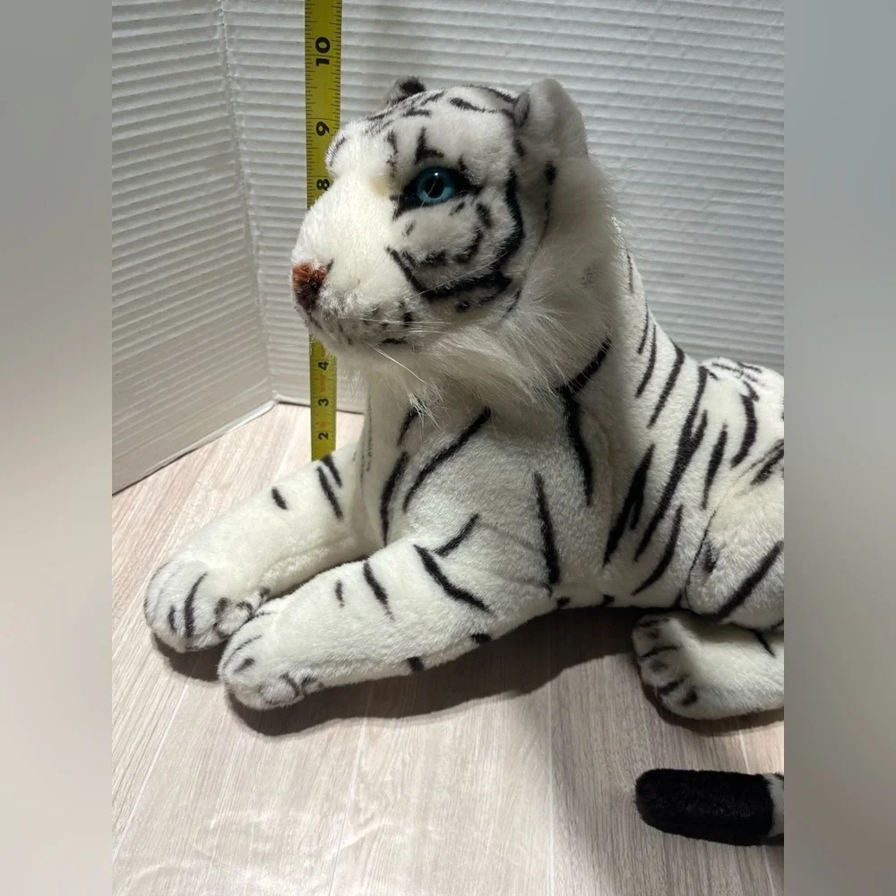 Vintage JIC White Tiger Plush Stuffed Animal – Realistic Big Cat Toy 17”